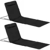 Image de Outsunny Lot De 2 Tapis De Plage Rembourr? - Matelas De Plage - Nattes De Plage - Dossier Inclinable Multi-Positions - Sac Transport Inclus - Métal Polyester Pe Noir