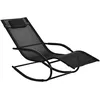 Image de Outsunny Chaise Longue ¿ Bascule Design M¿Tal ¿Poxy Textil¿Ne Noir