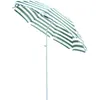 Image de Outsunny Parasol Inclinable Octogonal De Plage ? 180 Cm Tissu Polyester Haute Densit? Anti-Uv M?T D?Montable Vert Blanc Ray?
