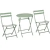 Image de Outsunny Salon De Jardin Bistro Pliable - Table Ronde ? 60 Cm Avec 2 Chaises Pliantes - Métal Thermolaqu? Vert D'eau