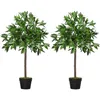 Image de Lot de 2 lauriers boules artificiels H.0,90 m pot inclus noir vert