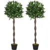 Image de Lot de 2 lauriers boules artificiels H.1,20H m pot inclus noir vert