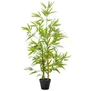 Image de Bambou artificiel H.1,2 m 369 feuilles pot inclus noir lichen vert