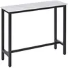 Image de Homcom Table De Bar 100h Cm Châssis Acier Noir Plateau Aspect Marbre Blanc