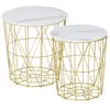 Image de Homcom Lot De 2 Tables Gigognes Néo-Rétro Métal Doré Aspect Marbre Blanc