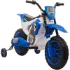 Image de Moto cross électrique enfant 3 à 5 ans 12 V 3-8 Km/h avec roulettes latérales amovibles dim. 106,5L x 51,5l x 68H cm bleu