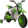 Image de Moto cross électrique pour enfant 3 à 5 ans 12 V 3-8 Km/h avec roulettes latérales amovibles dim. 106,5L x 51,5l x 68H cm vert