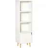 Image de Homcom Rangement Colonne Scandinave 3 Niches Porte Pieds Bois Panneaux Blanc