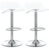 Image de Homcom Lot De 2 Tabourets De Bar Design Contemporain Assise Acrylique Et Piètement Métal - Pivotant 360° - Hauteur Réglable Avec Repose-Pieds - Transparent