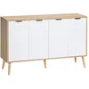 Image de Homcom Buffet Design Scandinave 4 Portes Motif Chevrons 2 Étagères Blanc Bois