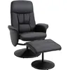 Image de Homcom Fauteuil Relax Inclinable Pivotant Style Contemporain Avec Repose-Pied Revêtement Synthétique Noir