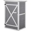 Image de Outsunny Armoire Abri De Jardin Remise Pour Outils - Grande Porte Verrouillable Loquet - 2 Étagères - Toit Bitumé Incliné Bois De Sapin Blanc Gris