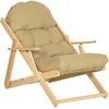 Image de Outsunny Fauteuil Chaise Pliable Et Inclinable En Bois Grand Confort Avec Coussin Capitonné Épais - Dim. 71i X 89p X 96h Cm