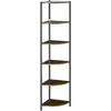 Image de Homcom Étagère Bibliothèque D'angle Style Industriel 6 Étagères Dim. 34l X 34l X 166h Cm Métal Noir Mdf Aspect Bois