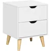 Image de Homcom Chevet Table De Nuit Design Scandinave 2 Tiroirs Piètement Bois Pin Panneaux Particules Blanc