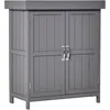 Image de Outsunny Armoire De Jardin Sur Pied Double Porte Étagère Et Toit Bitumé Relevable Dim. 74l X 43l X 88h Cm Bois Sapin Gris