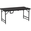 Image de Outsunny Table De Jardin Pliable 4 Personnes Table De Camping Pliable Hauteur Réglable Acier Époxy Plateau Hdpe Aspect Bois Gris