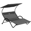 Image de Outsunny Bain De Soleil 2 Places Lit De Jardin Design Contemporain Gris