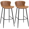 Image de Homcom Lot De 2 Tabourets De Bar Design Vintage - Repose-Pied - Noir Marron