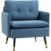 Image de Homcom Fauteuil Style Art-Déco Effet Capitonné Métal Noir Doré Tissu Bleu