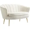Image de Homcom Canapé 2 Places Design Coquillage Pieds Dorés Velours Crème