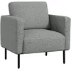Image de Homcom Fauteuil Style Contemporain Métal Noir Tissu Toucher Lin Gris Chiné