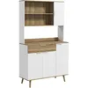 Image de Homcom Buffet Haut Design Scandinave - Multi-Rangement - Blanc Aspect Bois