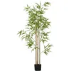Image de Homcom Bambou artificiel H.1,8 m - 830 feuilles réalistes, vrais troncs, pot