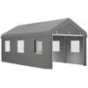 Image de Tente Garage Carport Dim. 6l X 2,95l X 2,78h M Acier GalvanisÃ© Pe Haute DensitÃ© 2 Portes 6 FenÃªtres Gris