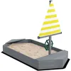 Image de Bac Ã Sable Enfant Design Bateau - Dim. 190l X 90l X 138h Cm - Voile, Gouvernail - Bois Gris