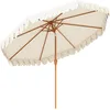 Image de Outsunny Parasol Octogonal Inclinable Ø 2,64 X 2,4h M Mât Acier Aspect Bois Polyester Haute Densité 180 G/M² Crème