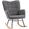 Image de Homcom Fauteuil À Bascule Design Acier Bois Effet Laine Bouclée Anthracite