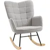 Image de Homcom Fauteuil À Bascule Design Acier Bois Effet Laine Bouclée Gris