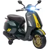 Image de Scooter électrique enfant Vespa 6V - musiques, feu AV, entrée USB, radio FM - 2 roues support aux. - vert