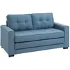 Image de Homcom Canapé Convertible 2 Places Design Contemporain Assise Dossier Capitonnés Polyester Aspect Lin Bleu