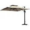 Image de Outsunny Parasol Déporté Carré 3 X 3 M - Inclinable, Pivotant - Manivelle, Piètement - Alu Toile Haute Densité 250 G/M² Kaki