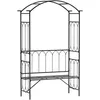 Image de Outsunny Arche À Rosiers Banc 2 Personnes Style Romantique Dim. 115 X 50 X 203 Cm Métal Époxy Noir