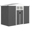 Image de Outsunny Abri De Jardin Surface 2,7 M² - 2 Portes Verrrouillables Avec Fenêtres - Évents Aération - Tôle D'acier Gris Blanc