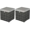 Image de Lot de 2 poufs coffres de jardin - coussins zippés déhoussables - résine tressée aspect rotin gris