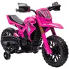 Image de Moto Cross Électrique Enfant 6 V 2 Moteurs Effets Sonores Max. 3 Km/H 30 Kg Avec Stabilisateurs Rose