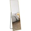 Image de Homcom Grand miroir pleine longueur rectangulaire 50 x 160 cm - miroir sur pied ou mural - doré
