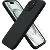 Image de Coque Pour iPhone 15 Silicone Noir + Verre Trempe Little Boutik®