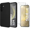 Image de Coque Pour Samsung Galaxy S24 Silicone Noir + 2 Verres Trempes Little Boutik©