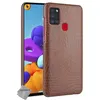 Image de Housse etui coque rigide simili cuir crocodile pour Samsung Galaxy A21s + film ecran - MARRON - htdmobiles
