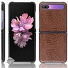 Image de Housse etui coque rigide simili cuir crocodile pour Samsung Galaxy Z Flip / Z Flip 5G - MARRON - htdmobiles