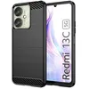 Image de Coque pour Xiaomi Redmi 13C / Poco C65 / Poco M6 5G - housse etui silicone gel carbone + verre trempe - NOIR - htdmobiles