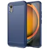 Image de Coque pour Samsung Galaxy Xcover 7 - housse etui silicone gel carbone + verre trempe - BLEU FONCE - htdmobiles