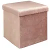 Image de Pouf coffre pliable en velours design Giulia - L. 38 x H. 38 cm - Rose