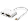 Image de (#23) 2 in 1 HD 1080P 4K Thunderbolt Mini DisplayPort DP to HDMI & VGA Plastic Shell Adapter Converter / Cable for Projector,Television,Monitor(Silver)