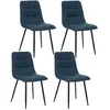 Image de Lot de 4 chaises Sirac effet velours - Bleu canard